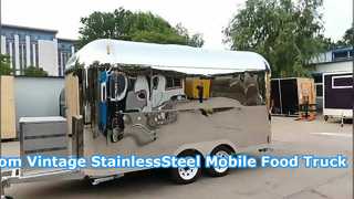 Custom Vintage Stainless Steel Mobile Food Trailer Coffee Bar Ice Cream Fast Food Catering Trailer