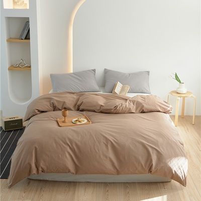 Solid beige 100% natuurlijke katoenen dekbed bedden set bedden bedden maat