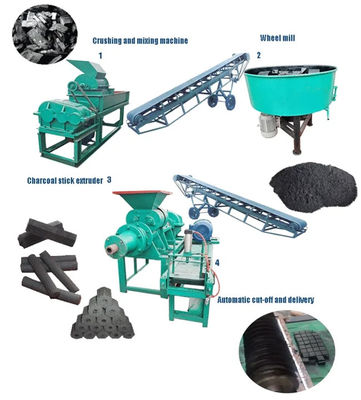 XDEM Houtskool Briquettes Pressing Machine Coconut Husk Hout Briquette Maken Apparatuur Houtskool Extruder Productielijn