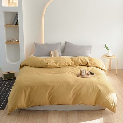 Geel 100% katoenen dekbedbed bedden set kussen koffer bevestigd lak