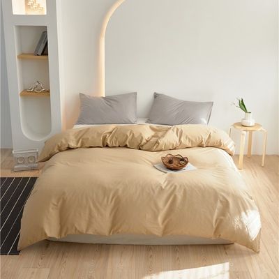 Lichte bruin 100% puur katoen dekbed beddengoed Set Comforters maat