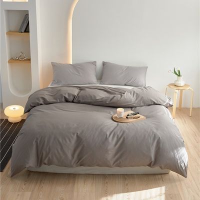 Lichtgrijz 100% puur lang katoenen dekbed bedden set bedden