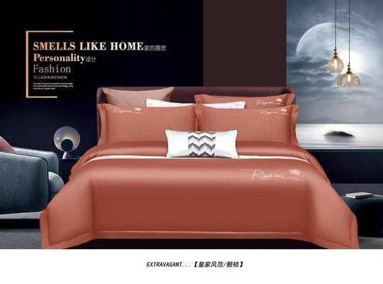 Solid Coral Egyptische katoen bedden sets op maat