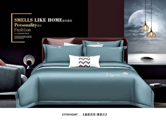 Egyptisch katoen Solid color borduurwerk dekbed bedden sets Home textiel