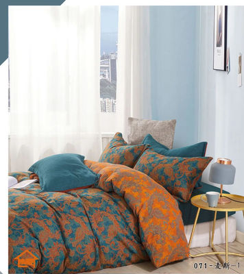 Oranje Cyan Matching Jacquard 100% katoenen beddengoed Set Cutom Size Dekbed