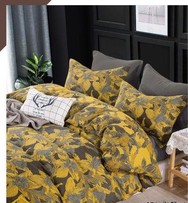 Grijzige geel kleur Jacquard katoenBedbed lakens Kussen Hoesje Inbouw lakens