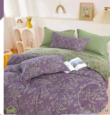 Paarse &amp; Groene 100% gewassen katoen Jacquard Weave beddengoed Set Europese grootte