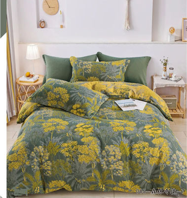 100% gewassen gekamd katoenen weefbedset dekbed dekbed kussen behuizing bevestigd lak