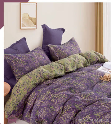 Gewassen katoenen beddengoed Set Kleur Weaving Double Jacquard Stof