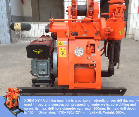 Draagbare XY-1A-4H Geologische Exploratie Boormachine 150m Hydraulische Voeder Rock Coring Machine Geïntegreerde Dieselmotor Modderpomp Voor Berg & Plain Construction Survey