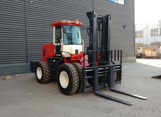 5.5ton Aandrijvingsvorkheftruck met 4 wielen, 25km/H Al Terrein Telescopische Vorkheftruck